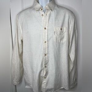 BEN SHERMAN Men's White with colorful threading running through Button-Up shirt